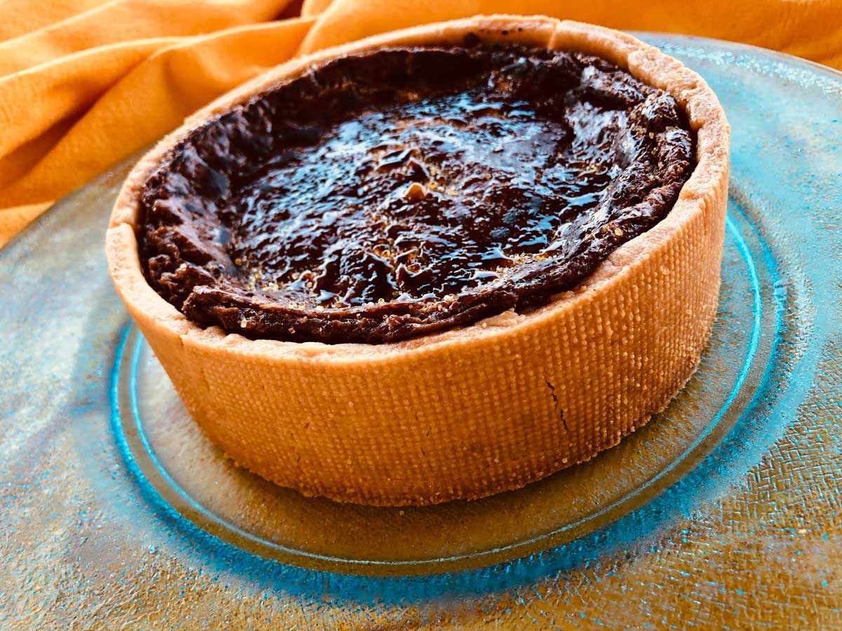 Flan coco chocolat vu de côté