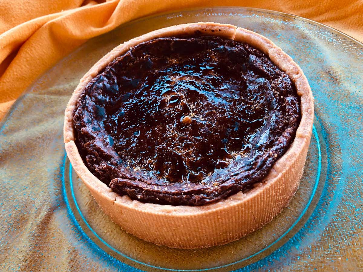 Flan coco chocolat vu du dessus
