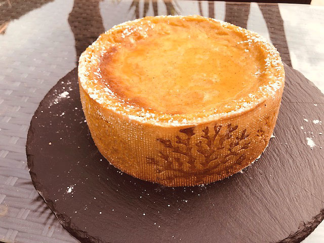 flan pâtissier, crème pâtissière, à la mangue et fruits de la passion