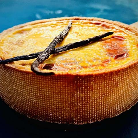 flan pâtissier, à la vanille et aux mirabelles de Lorraine
