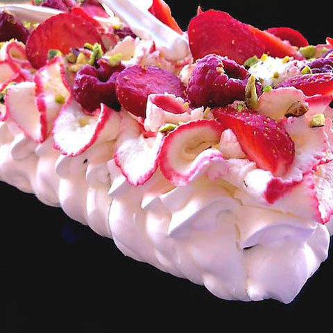 Pavlova ganache namelake chocolat pistache et fruits rouges
