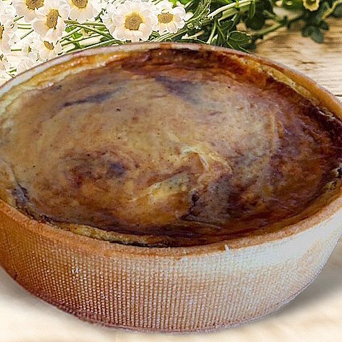 Flan pâtissier marbré à la vanille et chocolat fève de tonka, sur une pâte sucrée à la vergeoise