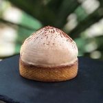 Entremets vanille pistaches framboises